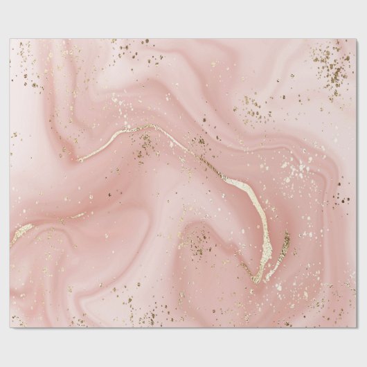 LUXE PINk ROSE MARBLE WRAPPING PAPIER Geschenkpapier (Flach)