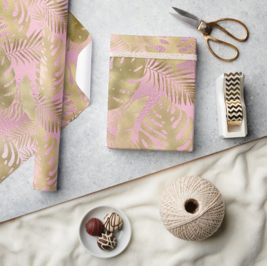 LUXE PINK TROPICAL WRAPPING PAPIER GIFT WRAP GESCHENKPAPIER (Kunsthandwerk)