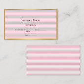 LUXE PINK WHITE STRIPE GOLD BUSINESS CARD VISITENKARTE (Vorne/Hinten)