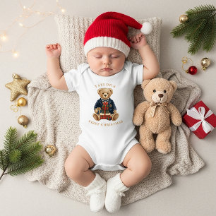 Luxe Preppy Karo Teddy Bär 1. Weihnachten Baby Strampler