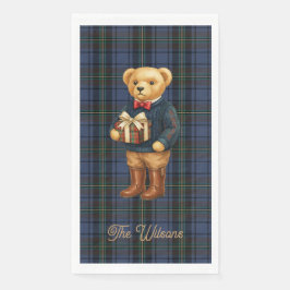 Luxe Preppy Plaid Christmas Teddy Bear  Serviette