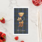 Luxe Preppy Plaid Christmas Teddy Bear  Serviette (Beispiel)