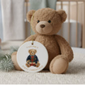 Luxe Preppy Plaid Teddy Bear | 1st Christmas Keramik Ornament