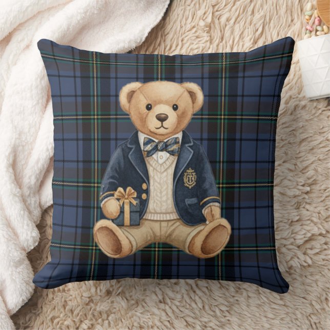 Luxe Preppy Plaid Teddy Bear Kissen (Decke)