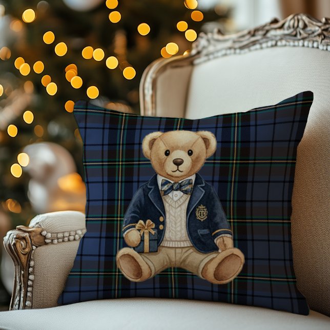 Luxe Preppy Plaid Teddy Bear Kissen (Von Creator hochgeladen)