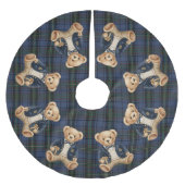 Luxe Preppy Plaid Teddy Bear Polyester Weihnachtsbaumdecke (Vorderseite)