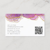 Luxe Purple Gold Glitter Nail Salon QR Code Visitenkarte (Rückseite)