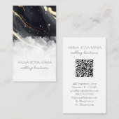 *~* Luxe QR Agate Black Gold White Glam AP66 Visitenkarte (Vorne/Hinten)