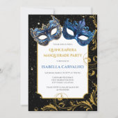Luxe Quinceañera Masquerade Party Einladung (Vorderseite)