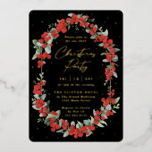 Luxe Red Berry + Eukalyptus Christmas Party Folieneinladung (Vorderseite)