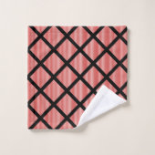 LUXE RED BLACK STRIPE GRID BATH TOWEL SET (Waschlappen)