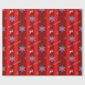 Luxe Red Christmas mit Silver Reindeer Geschenkpapier (Flach)