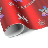 Luxe Red Christmas mit Silver Reindeer Geschenkpapier (Rolleneckpunkt)