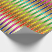 Luxe Regenbogenstreifen auf Gold Hintergrund Geschenkpapier (Ecke)