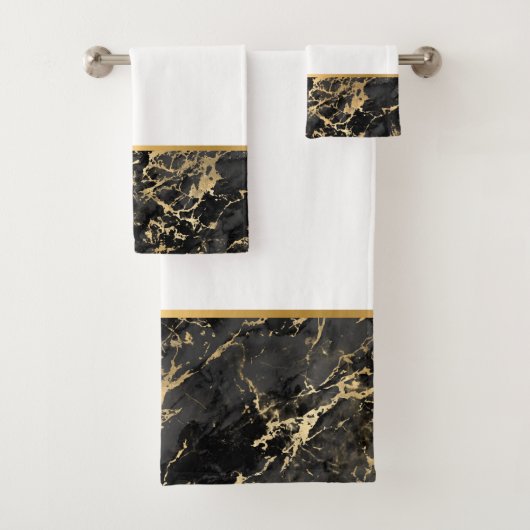 LUXE RETRO MARBLE BLACK GOLD BADEZIMMER SET (Insitu)