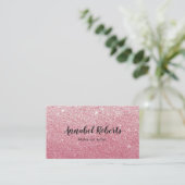 Luxe rosa Glitzergeschäftskarte Visitenkarte (Stehend Vorderseite)