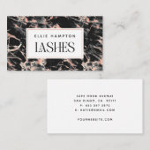 Luxe Rose Gold Black Marble Beauty Lashes Visitenkarte (Vorne/Hinten)