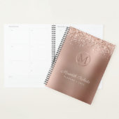Luxe Rose Gold Blush Glitzer Metallic Monogram Planer (Anzeige)