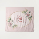 Luxe Rose Gold Botanical 50th Birthday Party Banne Wandteppich (Vorderseite (Horizontal))