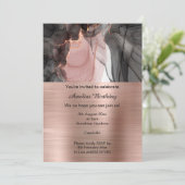 LUXE ROSE GOLD CHIFFON PARTY METALLIC EINLADUNG (Stehend Vorderseite)