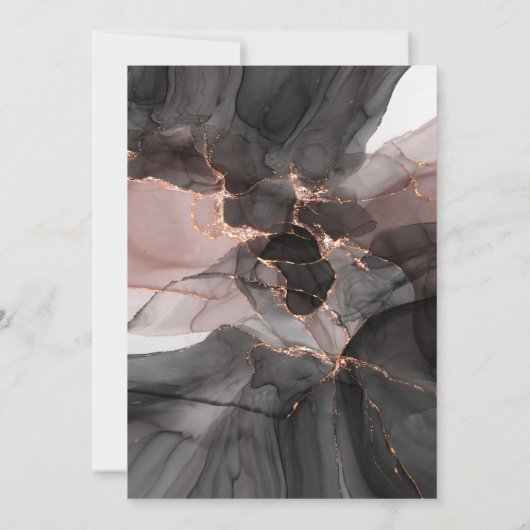 LUXE ROSE GOLD CHIFFON PARTY METALLIC EINLADUNG (Rückseite)