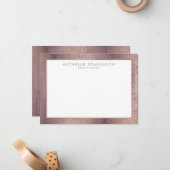 Luxe Rose Gold Confetti Rain Muster flache Notecar Mitteilungskarte (Vorderseite/Rückseite Beispiel)