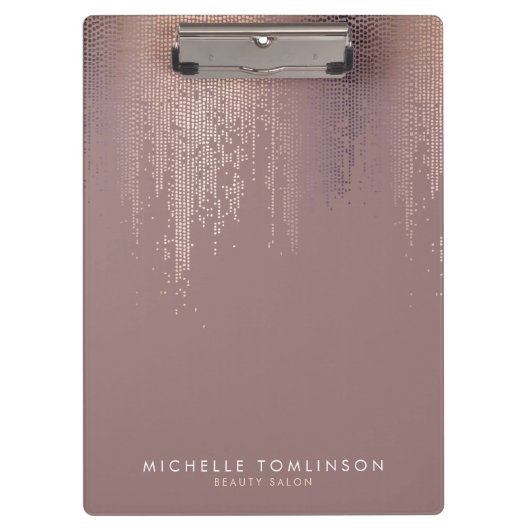 Luxe Rose Gold Confetti Regenmuster Klemmbrett (Vorderseite)
