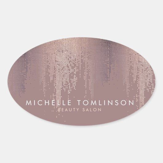 Luxe Rose Gold Confetti Regenmuster Ovaler Aufkleber (Vorderseite)