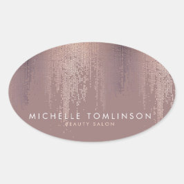 Luxe Rose Gold Confetti Regenmuster Ovaler Aufkleber