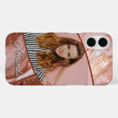 Luxe Rose Gold Glitzer Marble Foto Case-Mate iPhone Hülle (Rückseite (Horizontal))