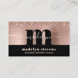 Luxe Rose Gold Glitzer Metallic Monogram Logo Visitenkarte