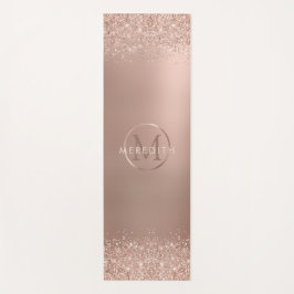 Luxe Rose Gold Glitzer Metallic Monogram Yogamatte