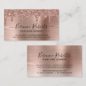 Luxe Rose Gold Glitzer Tropfen Brushed Metal Visitenkarte (Vorne/Hinten)