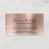 Luxe Rose Gold Glitzer Tropfen Brushed Metal Visitenkarte (Rückseite)