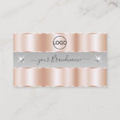 Luxe Rose Gold Light Gray Sparkle Juwelen mit Logo Visitenkarte (Vorderseite)
