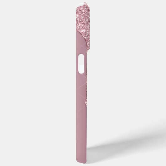 Luxe Rose Gold Pink Dripping Glitzer Monogram Case-Mate iPhone Hülle (Rückseite / Rechts)