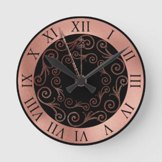 LUXE ROSE GOLD ROMAN WALL CLOCK RUNDE WANDUHR
