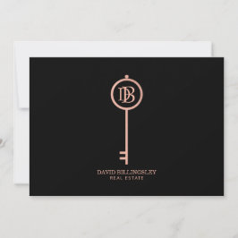 Luxe Rose Gold Skeleton Key Monogram Vielen Dank Mitteilungskarte