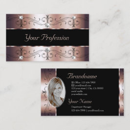 Luxe Rose Gold und Schwarze Verzierte Grenzen mit  Visitenkarte