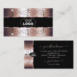 Luxe Rose Gold und Verzierte Schwarze Bänder mit L Visitenkarte
