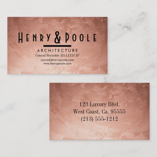 Luxe Rose Gold Venezianisch Plaster & Designer Visitenkarte (Vorne/Hinten)