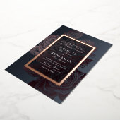 Luxe Rose Gold Vintage botanische Blumenhochzeit Folieneinladung (Gedreht)