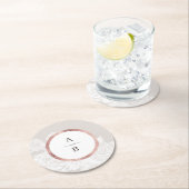 Luxe Rose Gold Vintage botanische Hochzeitsmonogra Runder Pappuntersetzer (Vor Ort)