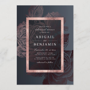 Luxe Rose Gold Vintage botanische Probe Abendessen Einladung