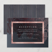 Luxe Rose Gold Vintage Rose Hochzeitsempfang Begleitkarte (Vorne/Hinten)