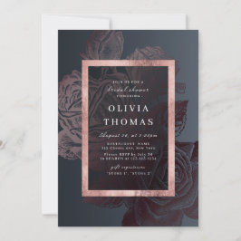 Luxe Rose Gold Vintages botanisches Brautparty Einladung
