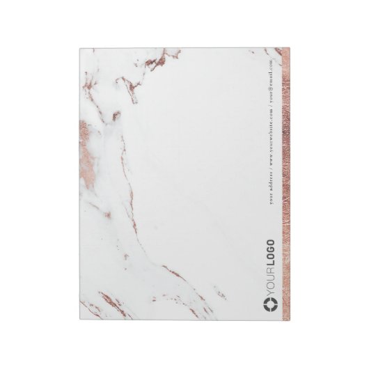 Luxe Rose Goldmarmor personalisiert Stationery Notizblock (Rotiert)