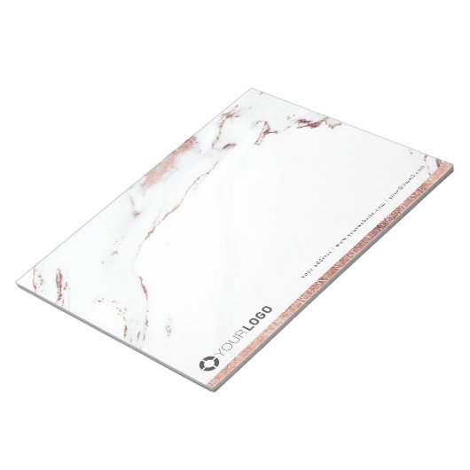 Luxe Rose Goldmarmor personalisiert Stationery Notizblock (angewinkelt)