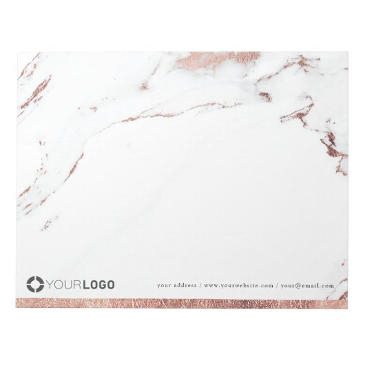 Luxe Rose Goldmarmor personalisiert Stationery Notizblock (Vorderseite)