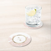 Luxe Rose Goldmedaille Hochzeitsmonogramm Runder Pappuntersetzer (Vor Ort)